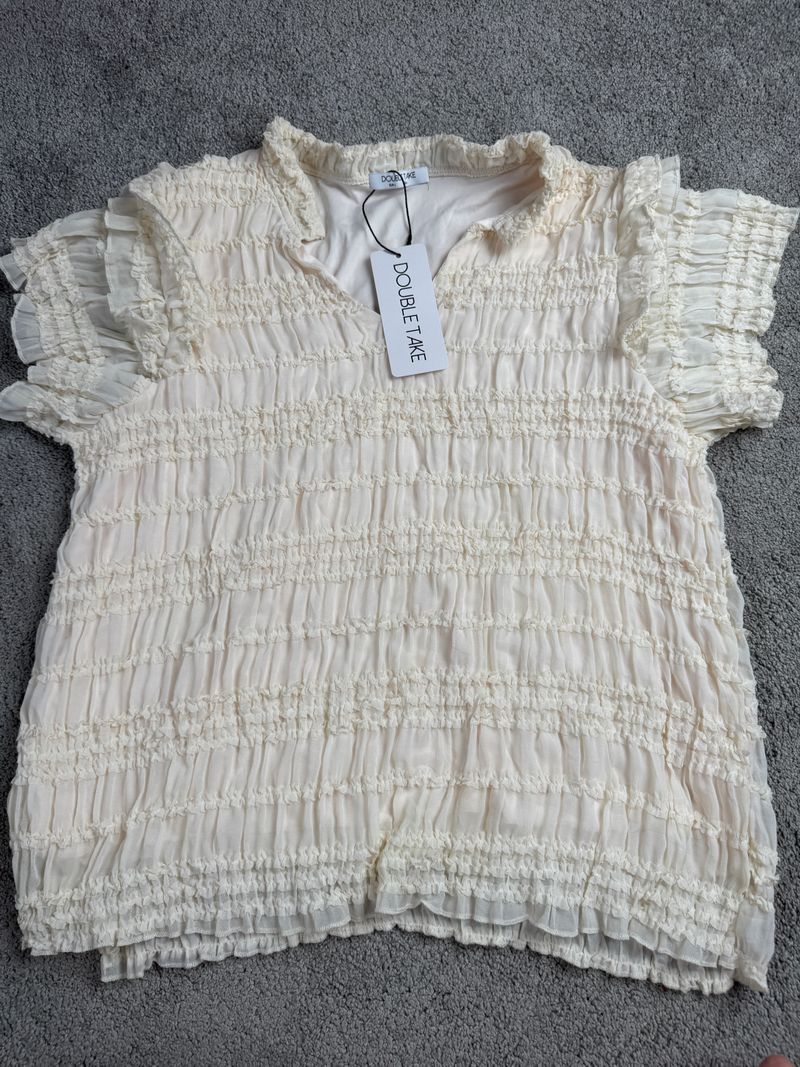 Double take New white lace top Women's - L