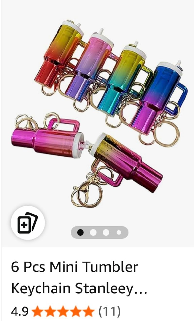 6 Piece Mini Tumbler Keychains, Stanley Style Cups Backpack Charm, Accessories, NEW