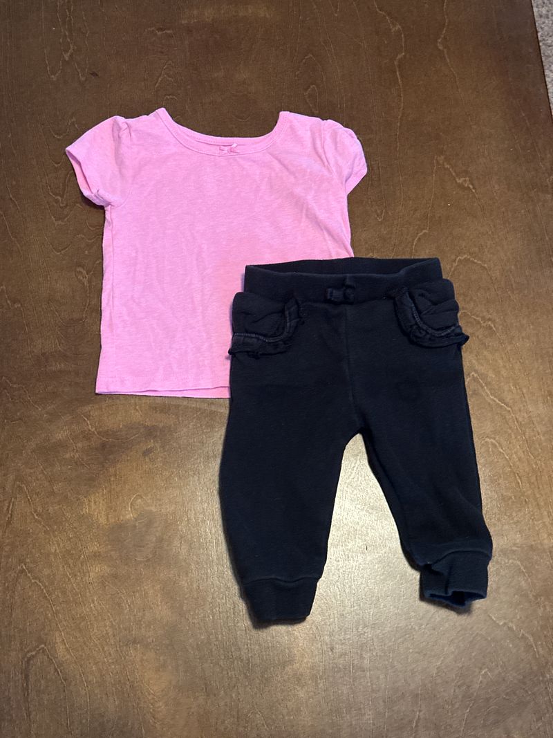 12 month pink shirt and black sweatpants 12 month pink shirt and black soft sweatpants 12 Months