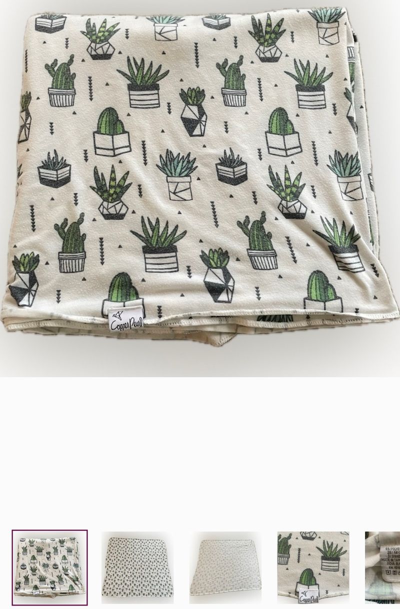 Copper pearl Cactus baby Receiving blanket approx 45 x 45