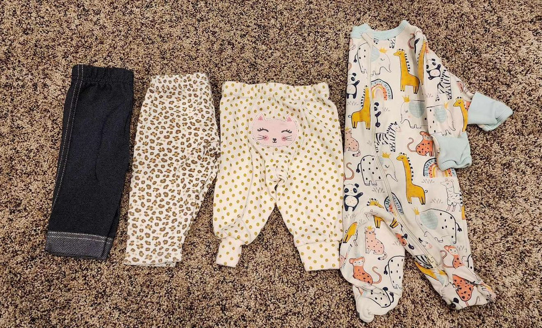 0-3 mo. 1 sleeper. 3 pants  Newborn