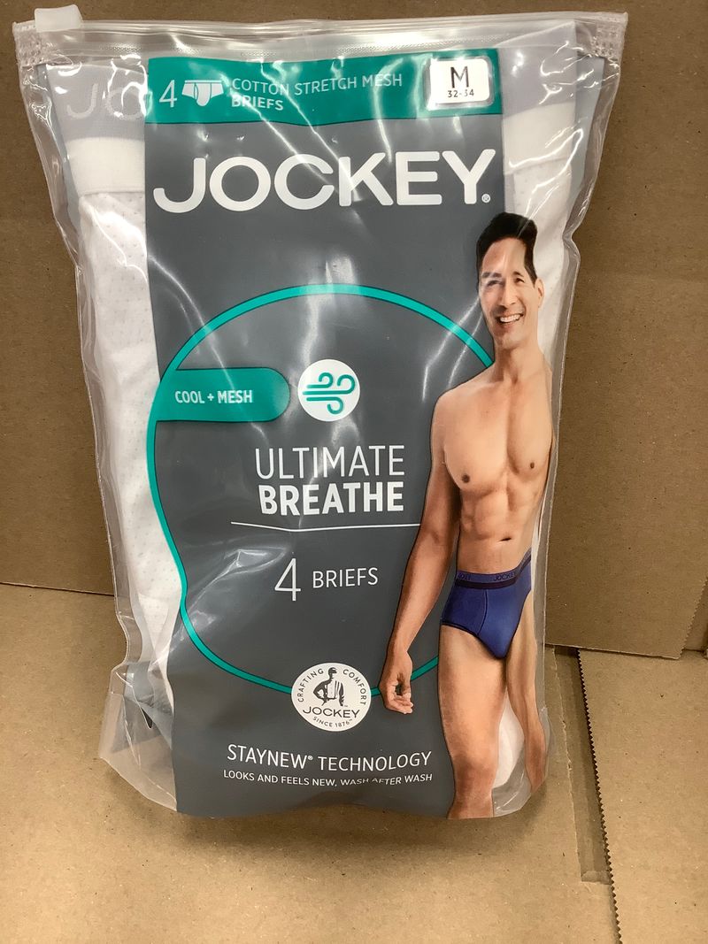 Jockey New, Opened Package, 4 Pack Breathable White Briefs Men's - M
