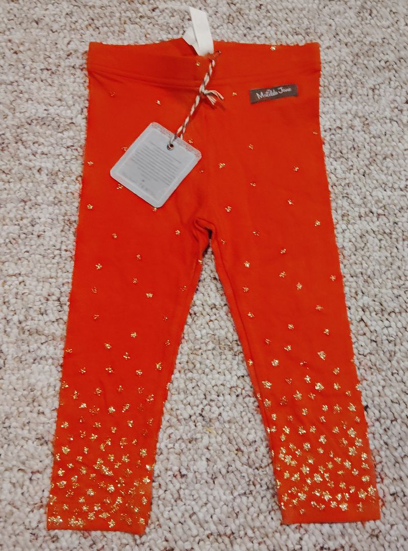 Matilda Jane NWT 12-18 mth red sparkly glitter star pants, new 12 Months