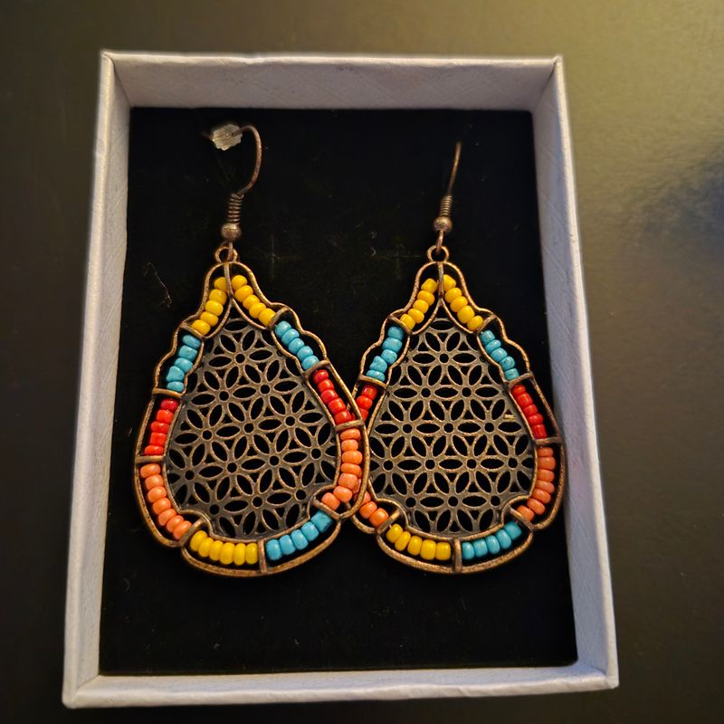 Colorful beaded earrings NIB