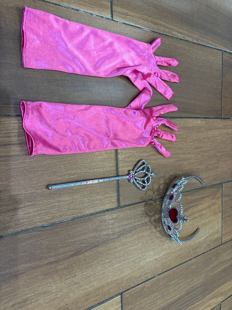 Princess Accessories - 3 Pc Set crown, gloves, wand