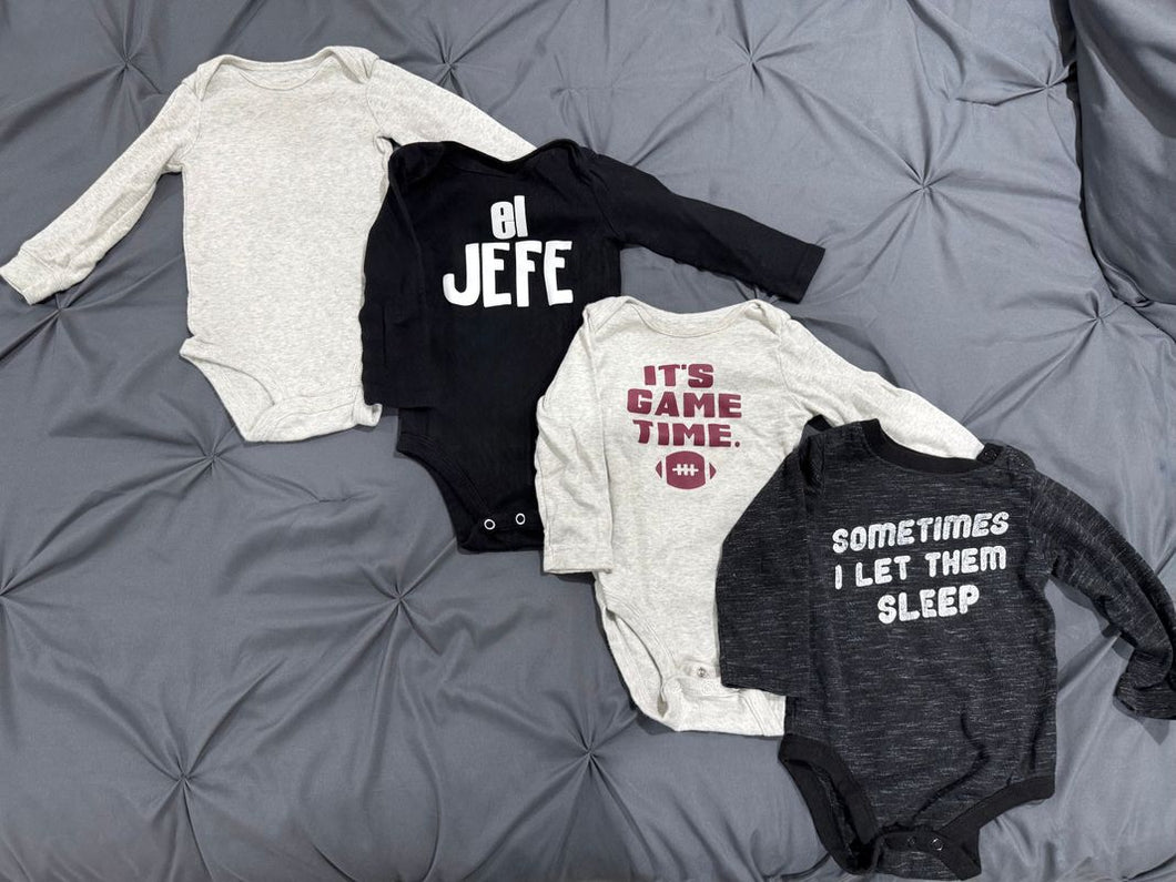 4 long sleeve onesies  12 Months