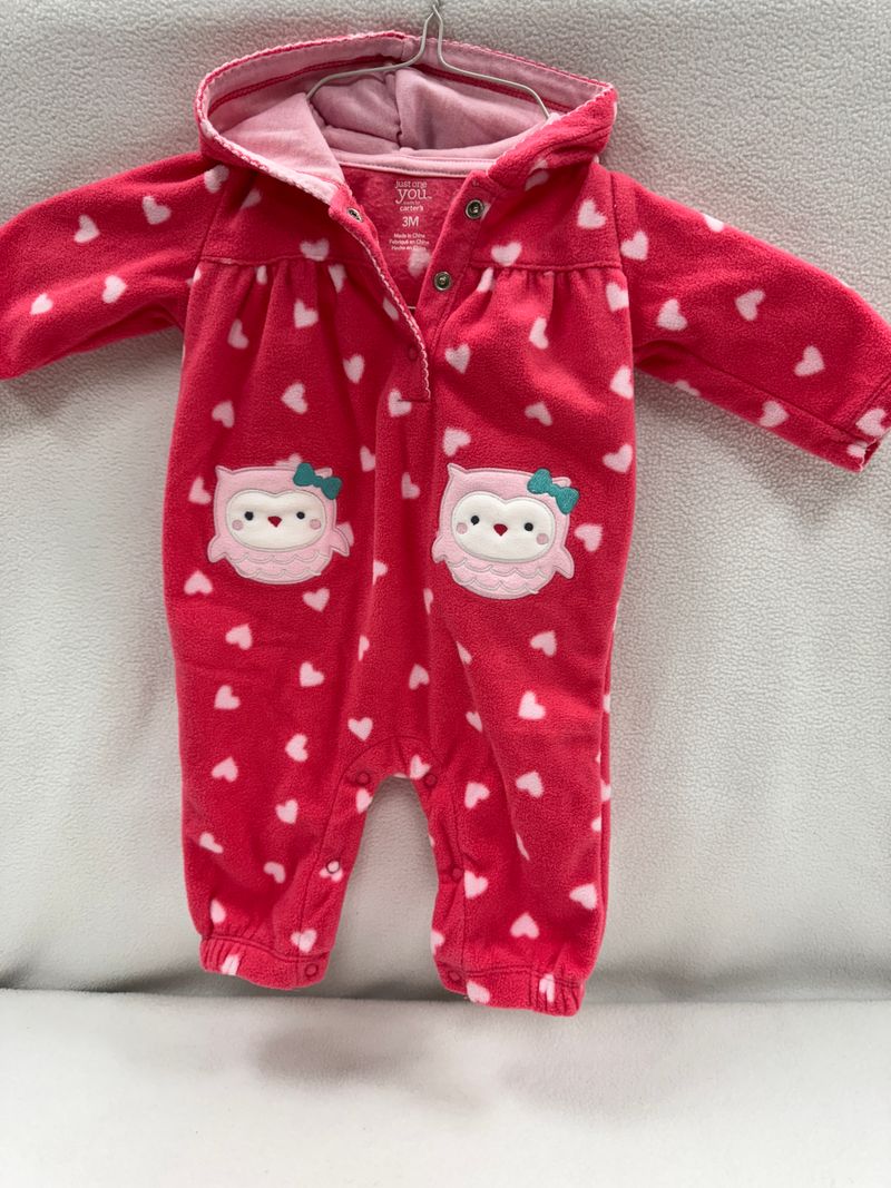 Carters Pink Fleece Snowsuit  3 Months