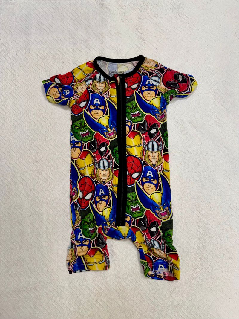 3-6 month Marvel bamboo shortie  3 Months