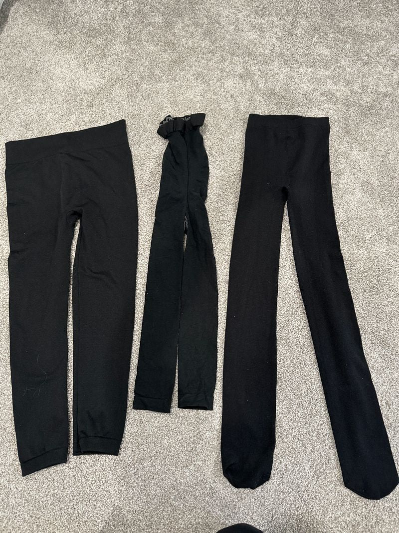 3 pair of black leggings 1 size medium other 2 size less