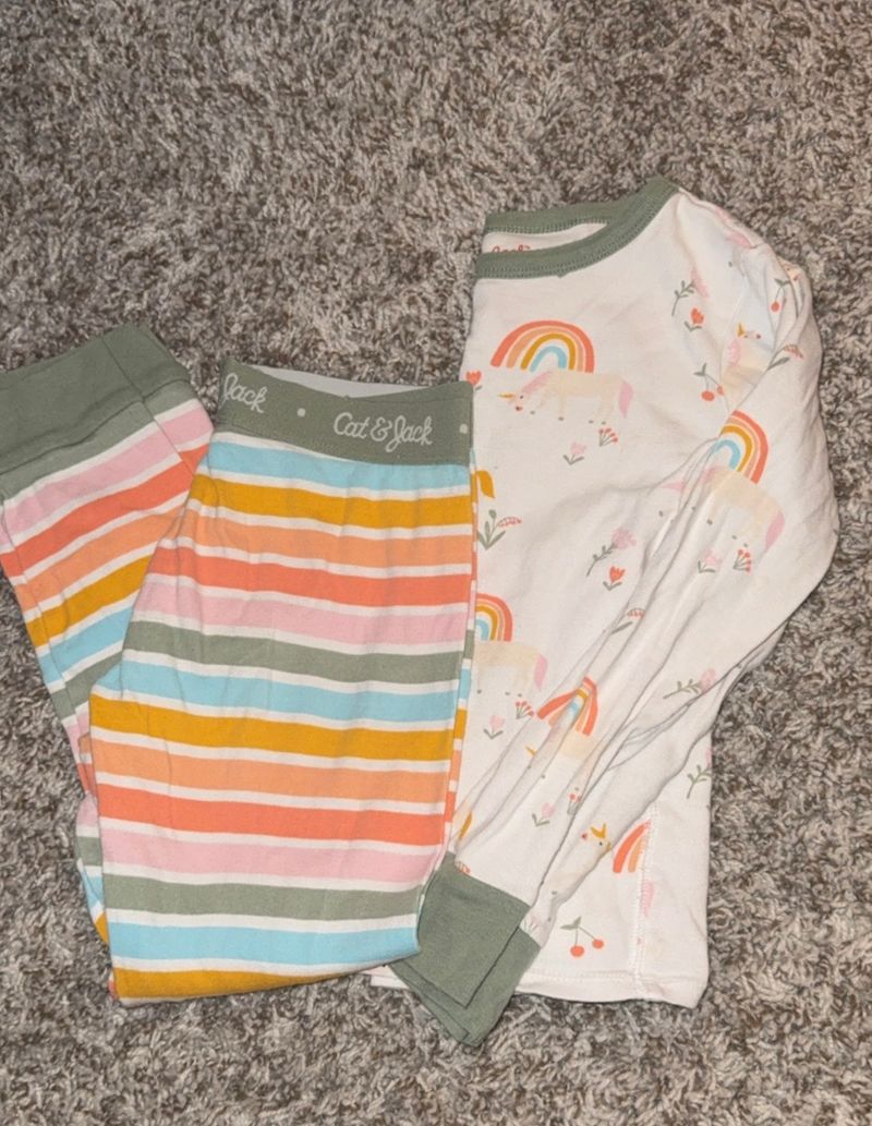Cat&Jack Unicorn, rainbows and striped pj set 6