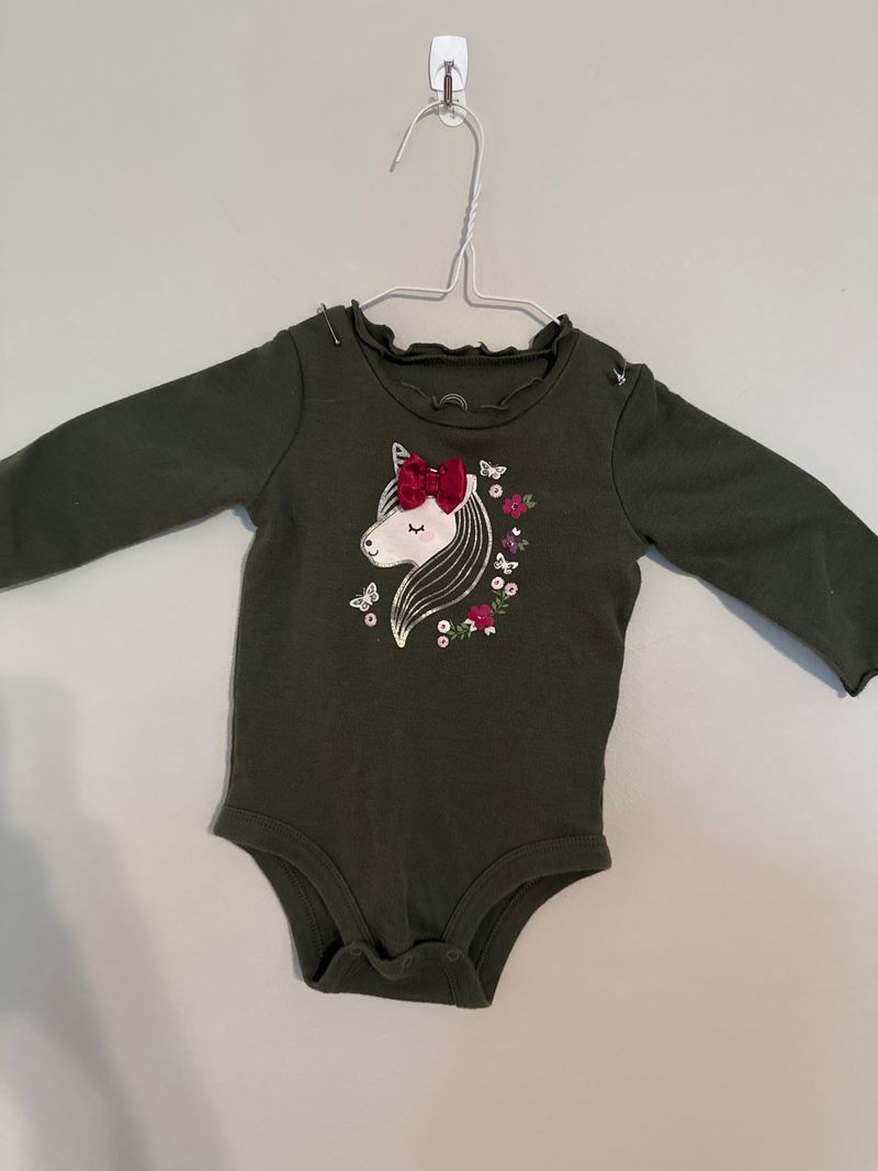 Wonder Nation Long sleeve unicorn bodysuit 6 Months