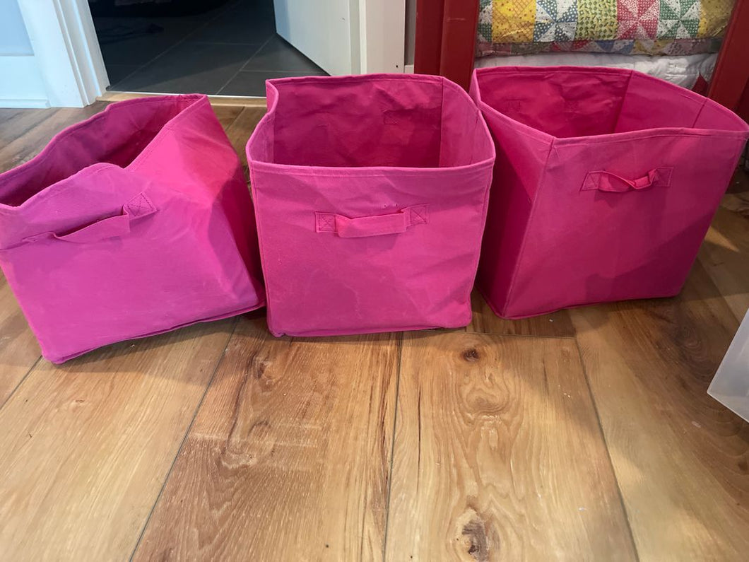 3 hot pink cloth storage totes 3 hot pink storage totes