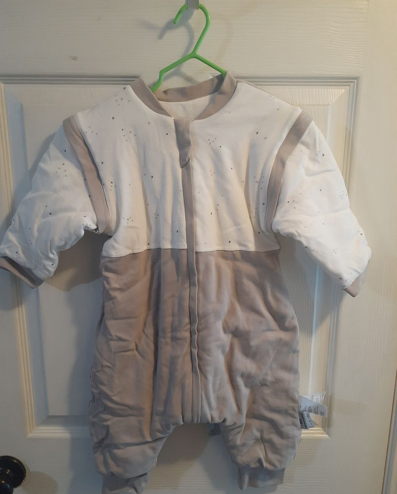 Miracle Baby - 6m -18m brown/cream full zipper winter sleeper w/ zip off arms 6 Months
