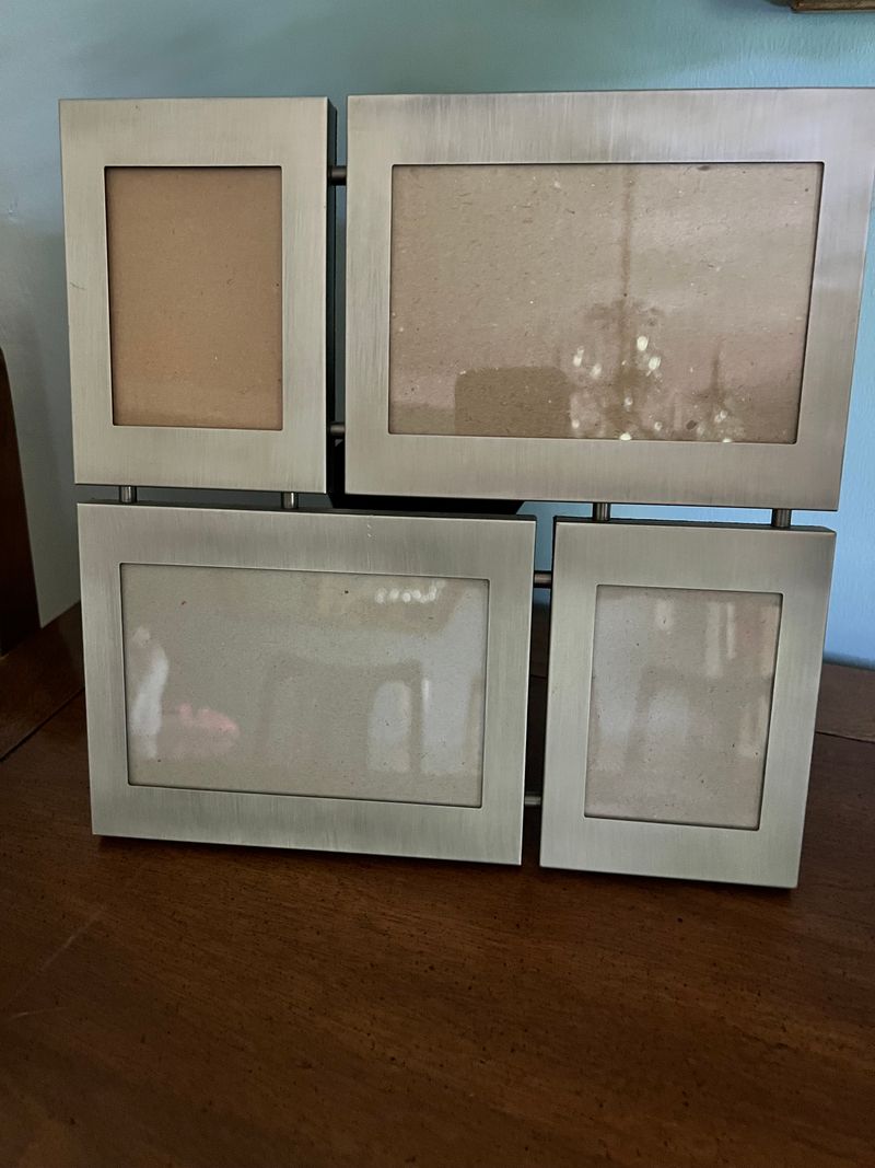 4 Picture all connected Frame flat silver 2 are 2.5x3.5 & 2 are 3.5 x 5.5 Sits only