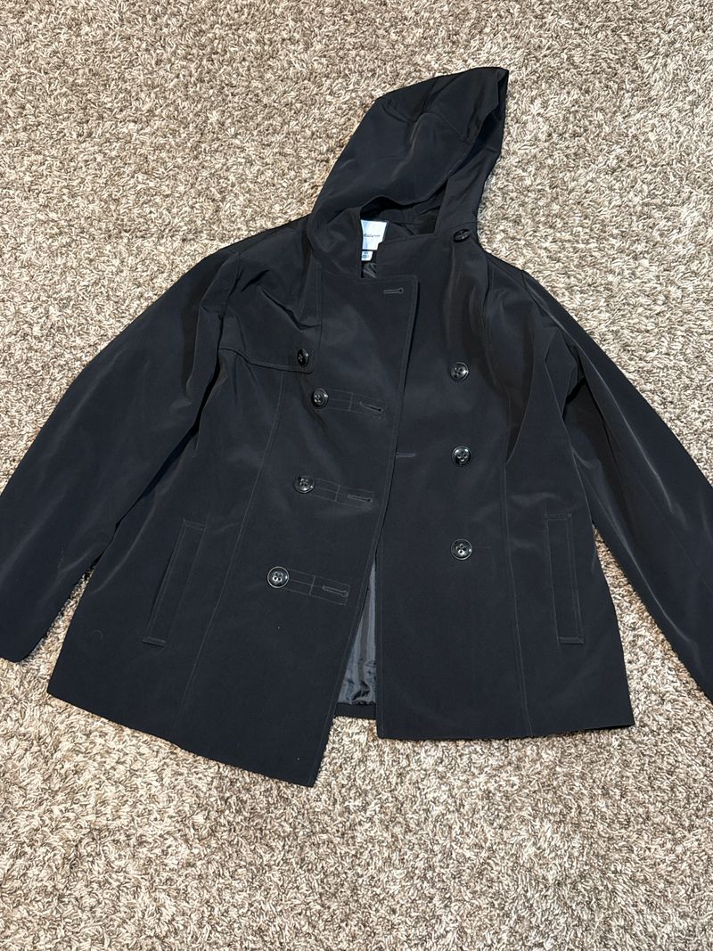 Croft and barrow light weight coat Pea coat style with hood great for rainy days Women's - XL