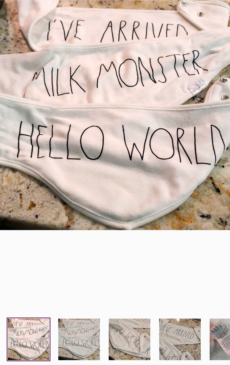 Rae Dunn 3 bibs hello world milk monster