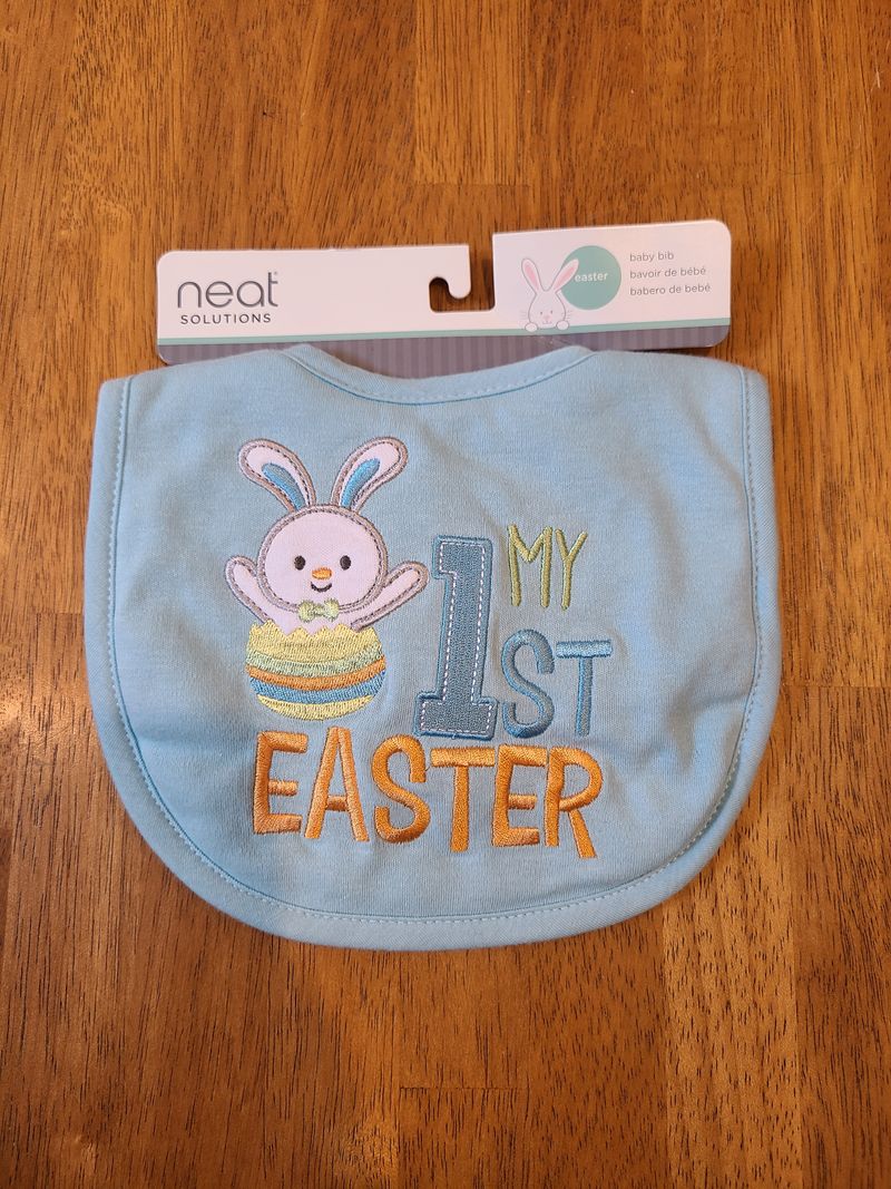 Neat Solutions, NWT, My First Easter monogrammed bib Newborn