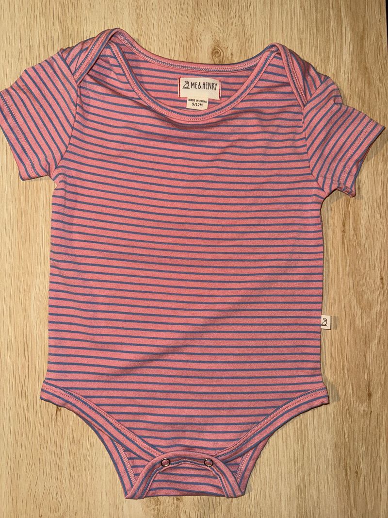 Me & Henry nwot. Size 9-12. pink and blue striped onesie 9 Months