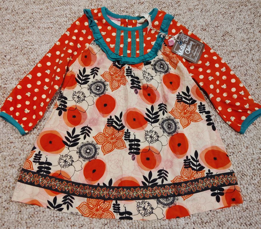 Matilda Jane NWT 12-18 mth red green floral dress, new 12 Months