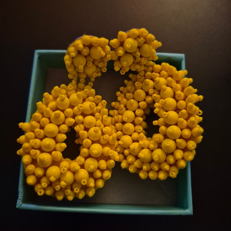 Womens Yellow Beaded Earring NIB