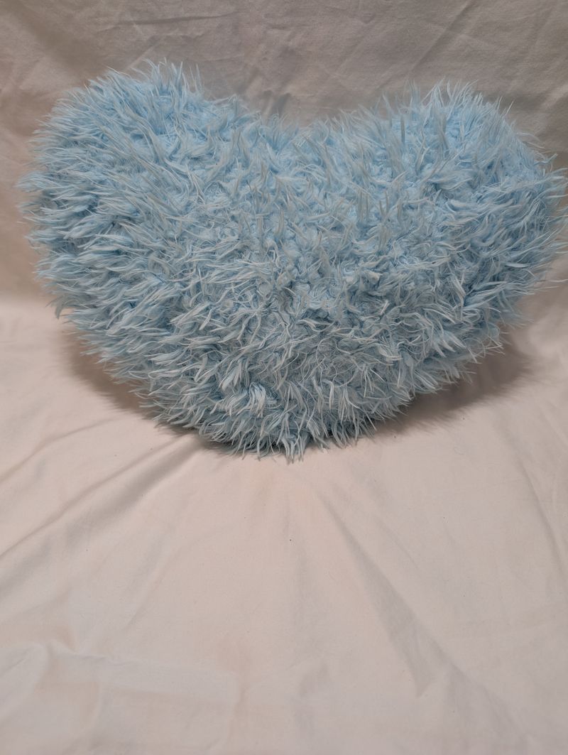 Heart pillow - light blue Light blue furry on front heart pillow Plush Toys