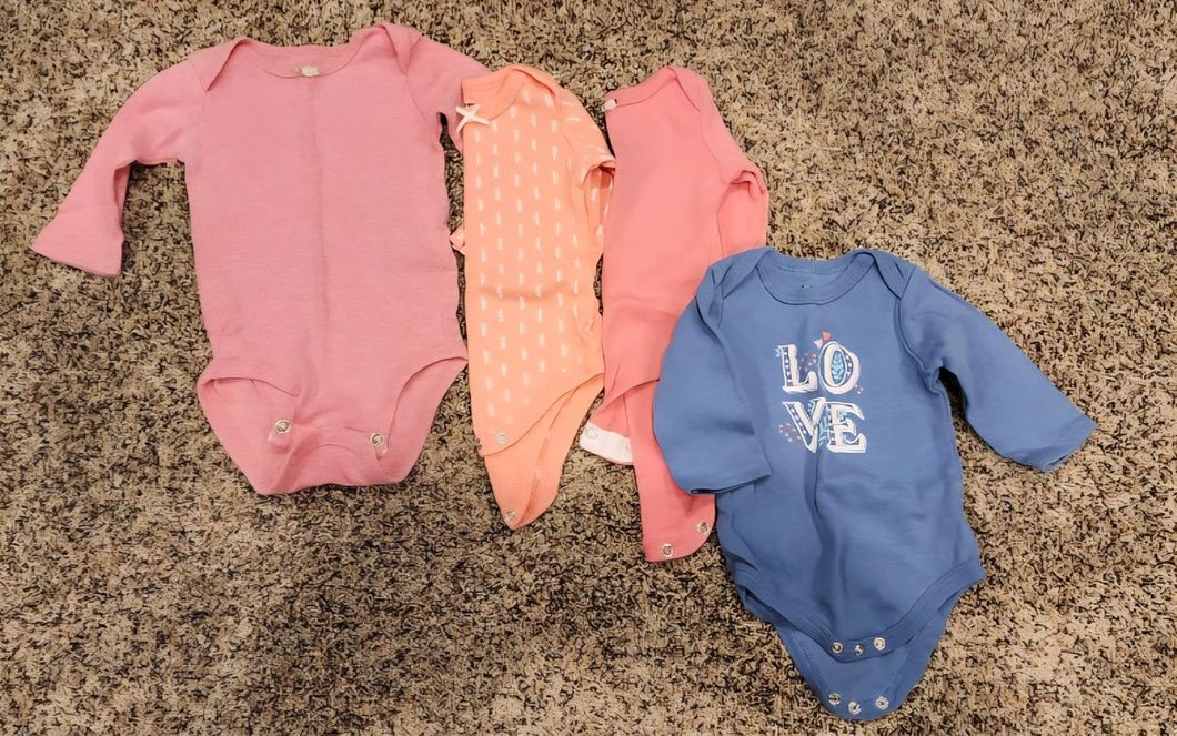 3 month long sleeve onsies.  3 Months