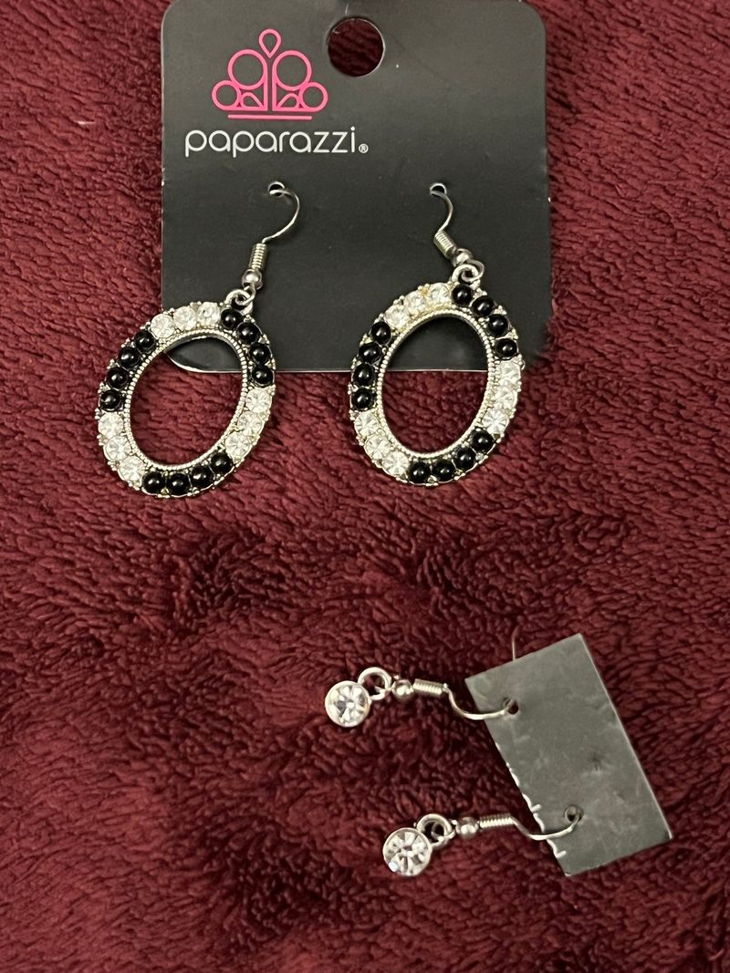 Paparazzi diamond accent and black earrings diamond accent earrings  NWT