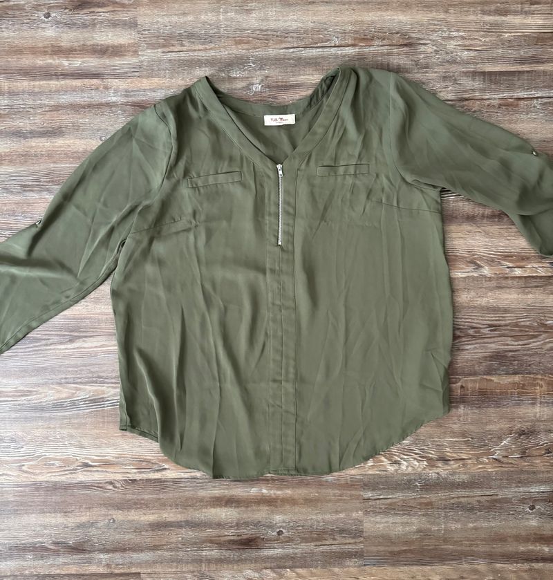 Full Moon Maternity Dark Green Top Women's Large 12-14