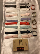 Load image into Gallery viewer, Fit bit Versa model bands and covers 9 colored bands 5 soft bumper covers and two glasses protectors
