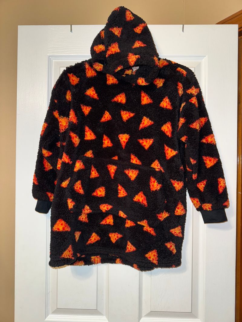 Cat & Jack Kids unisex pizza fleece poncho, size XS/S 4T