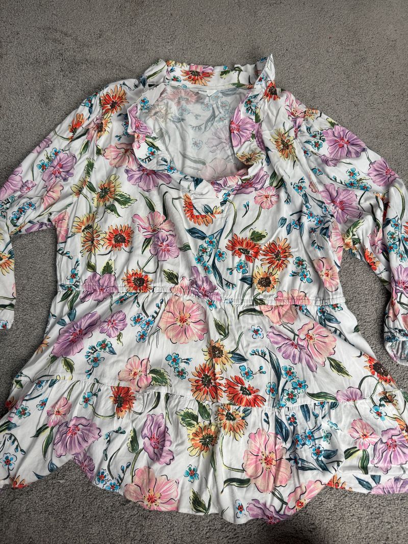 Croft barrel Floral long sleeve blouse 1x Women's - XL