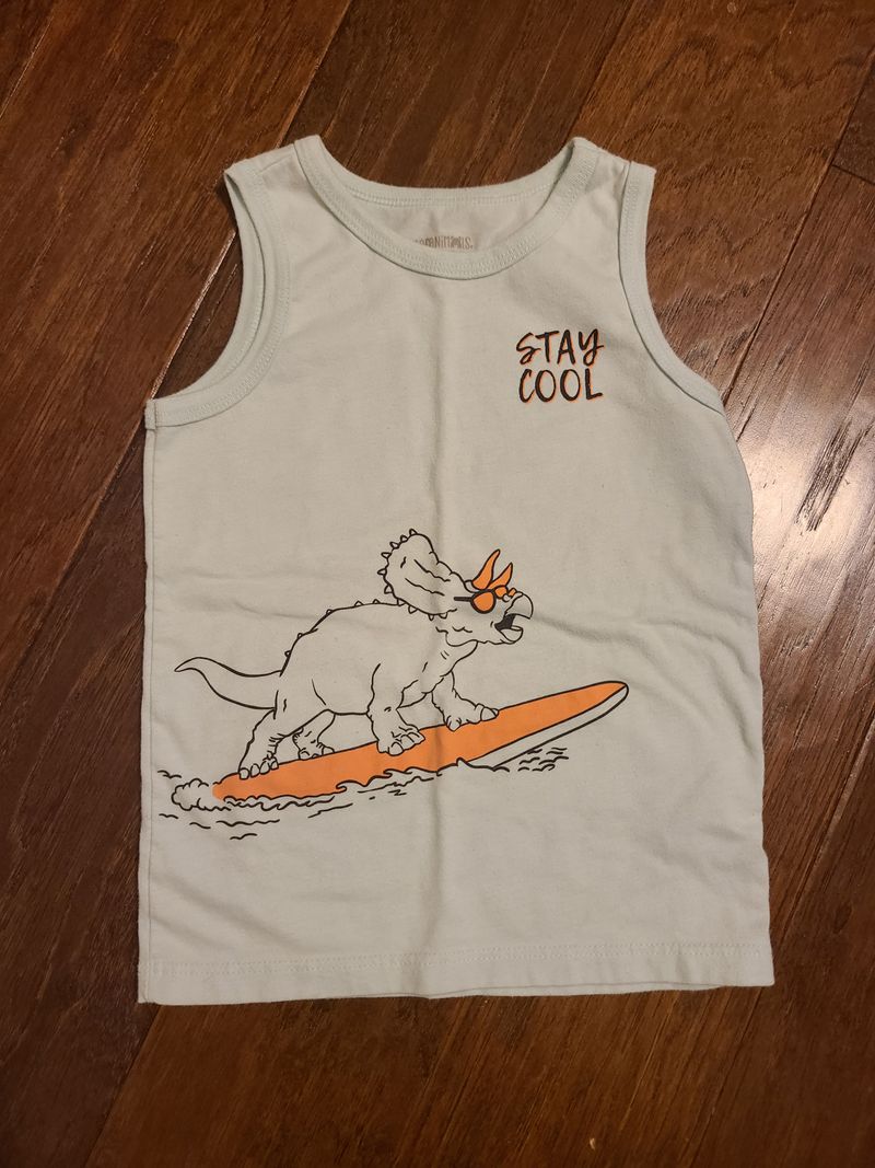 Garanimals, SMR, sleeveless tank top, aqua, dinosaur with sunglasses on surfboard, says 