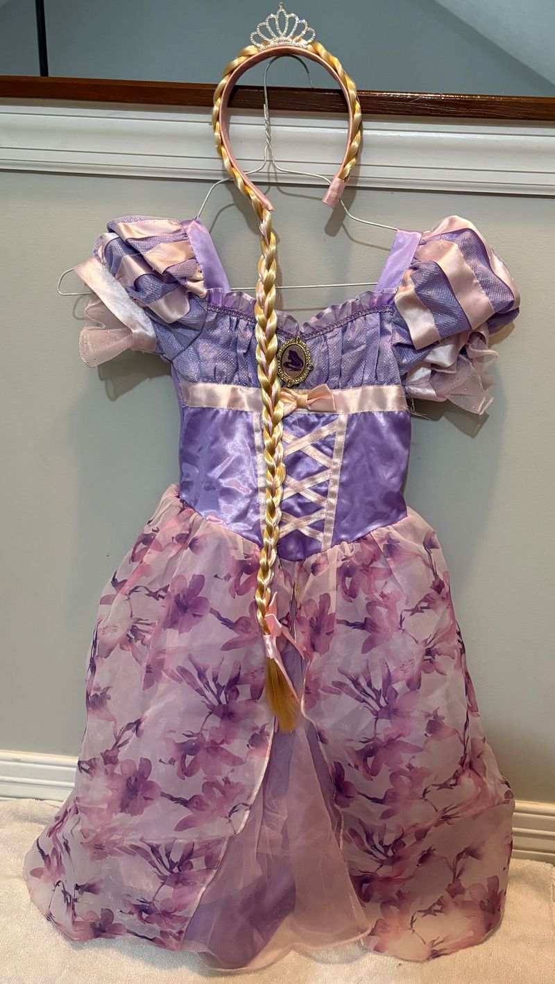 Disney dress and purse Rapunzel dress with headband, braid and purse 7