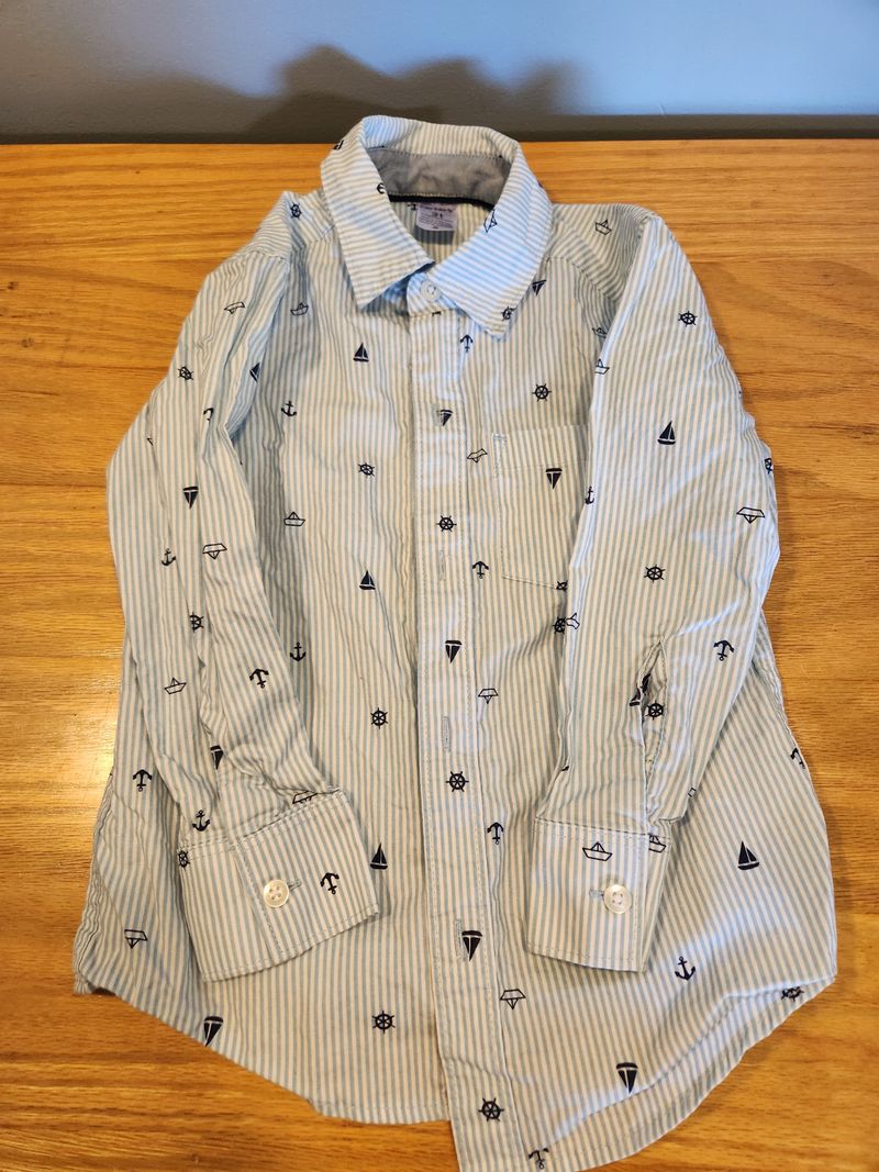 Carters Long sleeve button up, nautical theme 3T