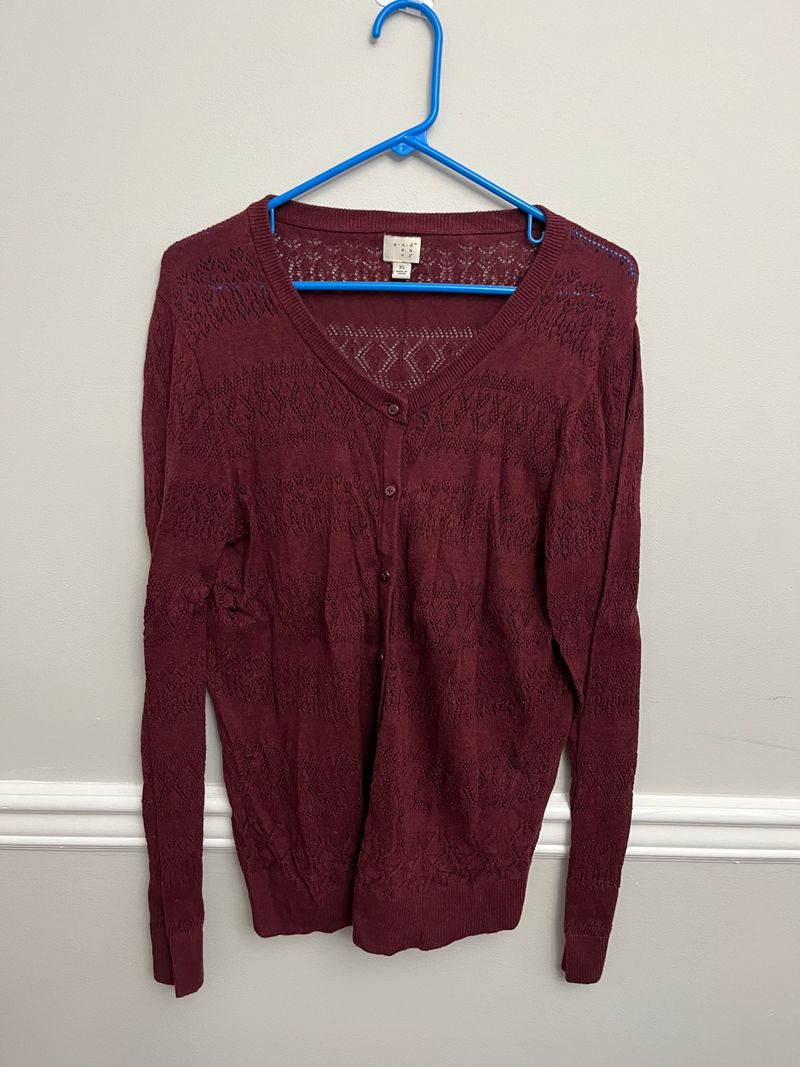 A New Day Womens XL Maroon Cardigan Sweater Women's - XL