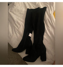 Load image into Gallery viewer, A new day NWT Black suede thigh high wide calf boots 9-1/2 (Adult)
