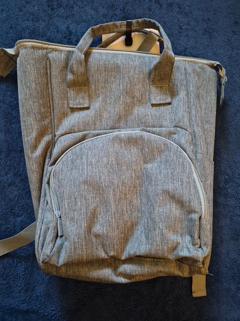 Diaper Bag Grey Diaper bag with pocket, waterproof inside Potty and Diapering