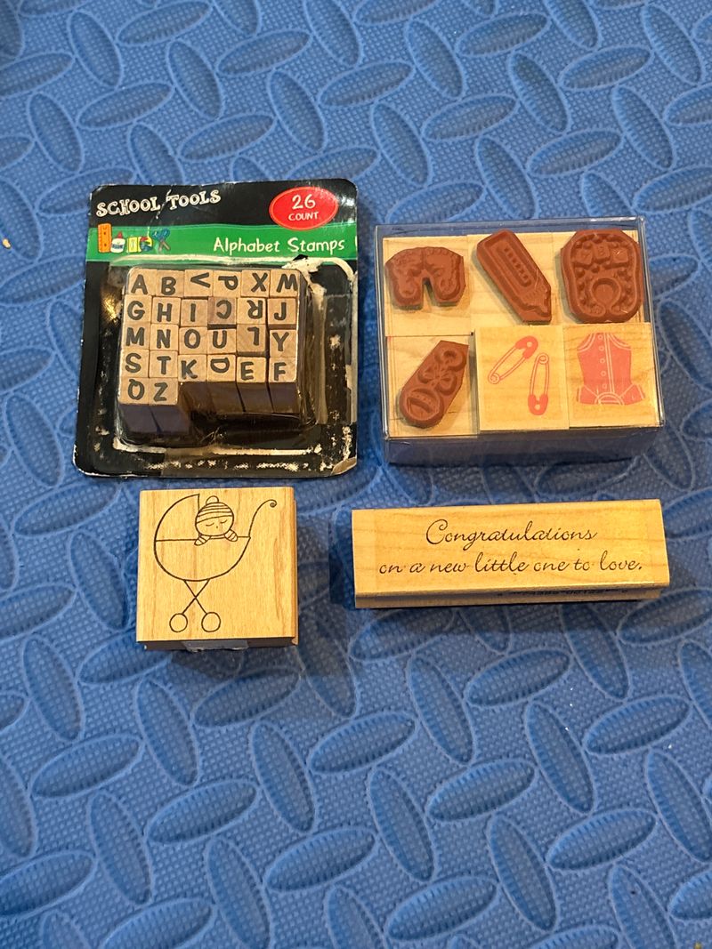 Various Baby to be stamps and the alphabet stamps-NIB