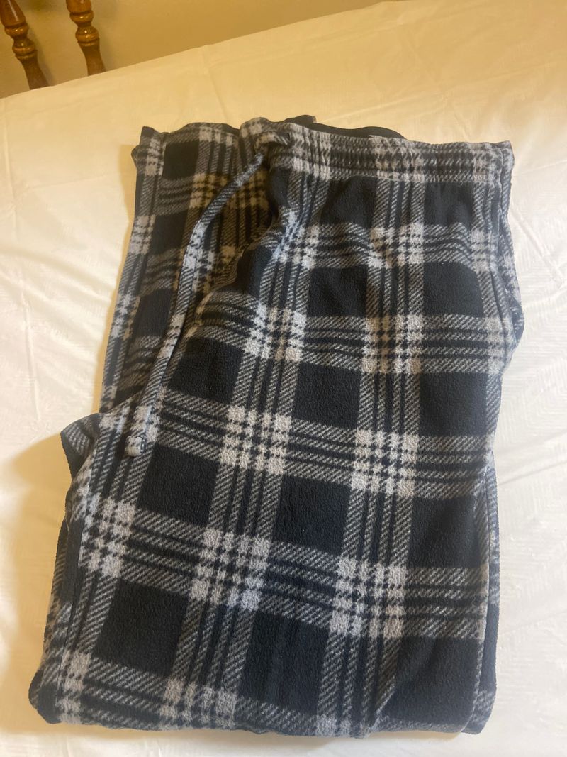 Hanes Sleep Pants Plaid black grey Men's - L