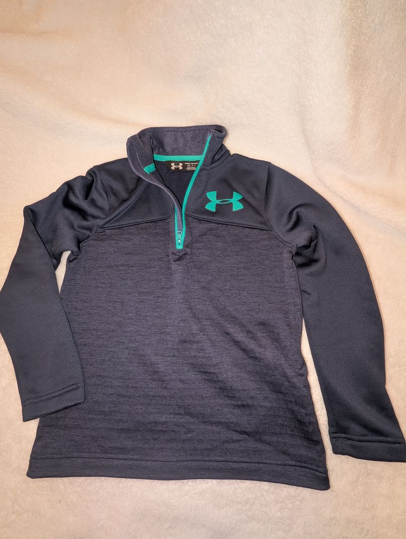 Under Armour Blue fleece 3/4 zip cold gear, fleece lined 6