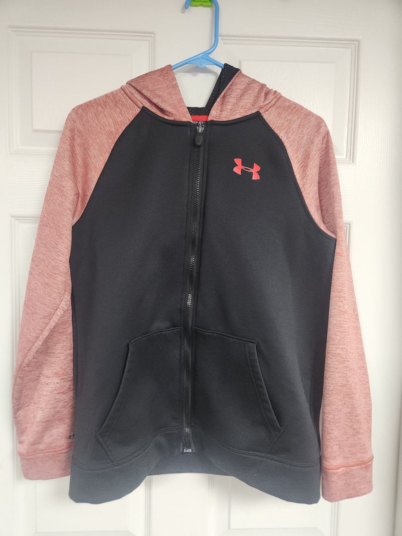 Underarmor Zip up jacket red and black YXL 18