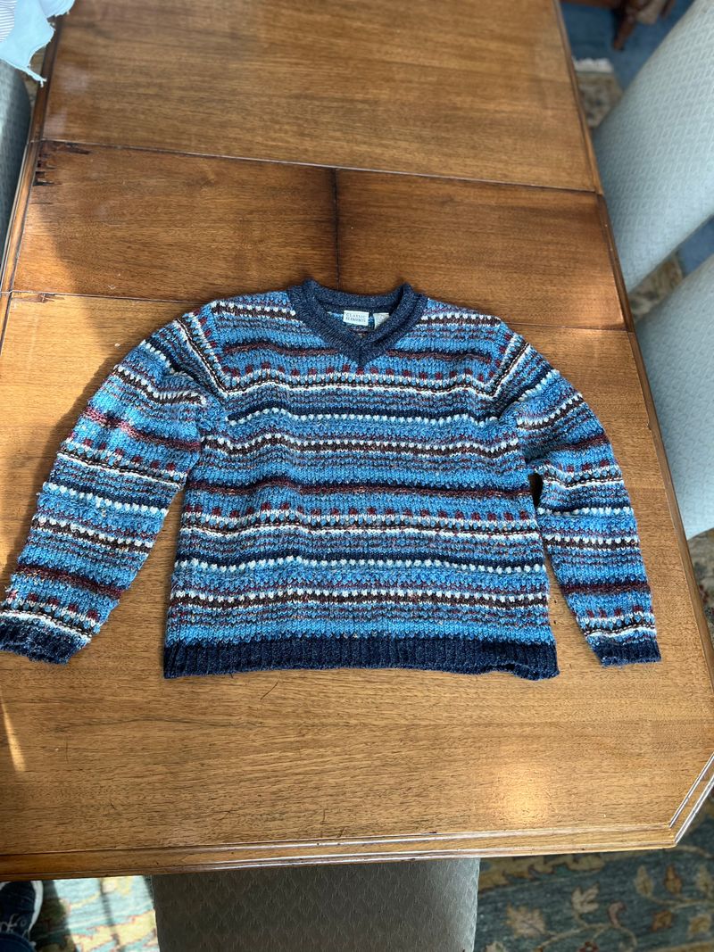 Classic Elements, blue striped, wool blend Sweater WNT Women's - S
