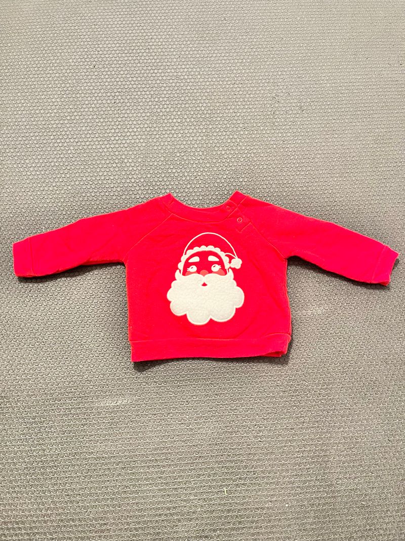 Cat n jack tops sz 0 to 3 m Red sweater with Santa face Newborn