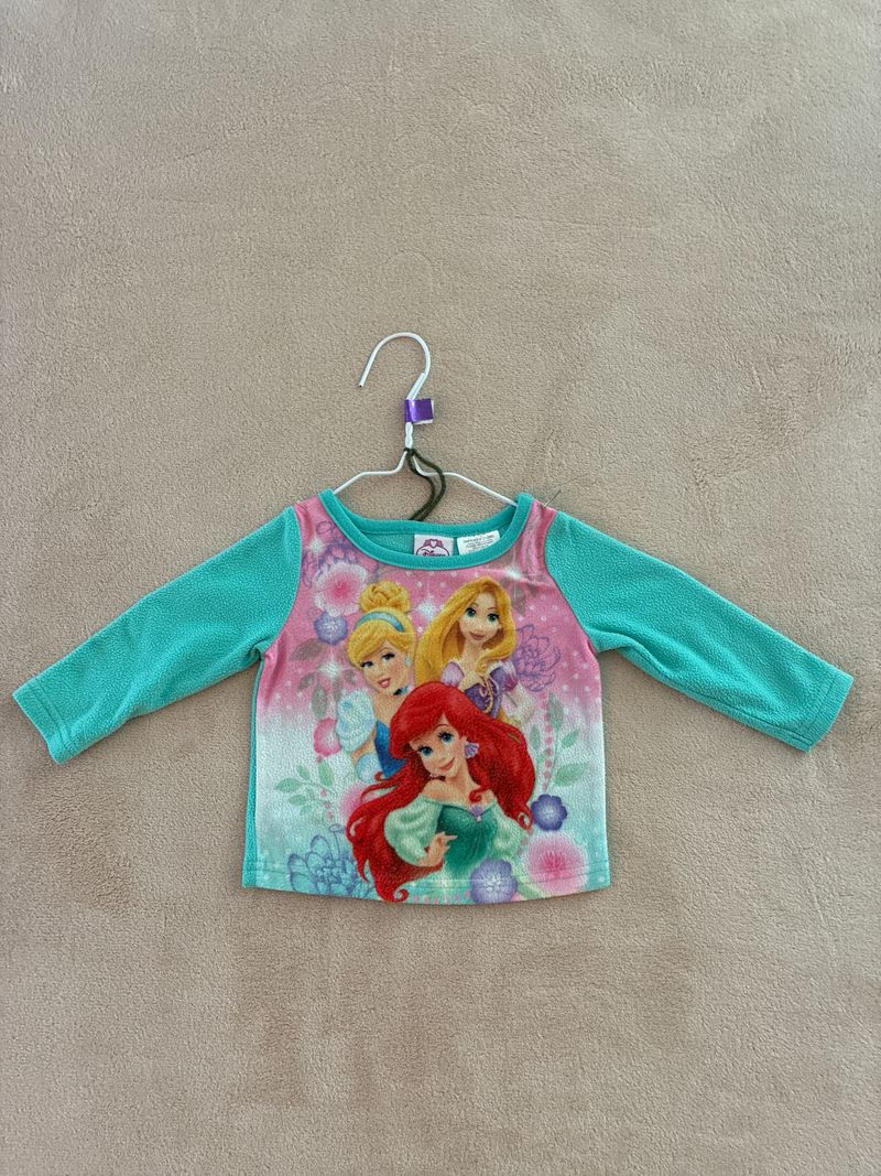 Disney Mint Grn 3 Princess' Fleece LS PJ Shirt 12 Months