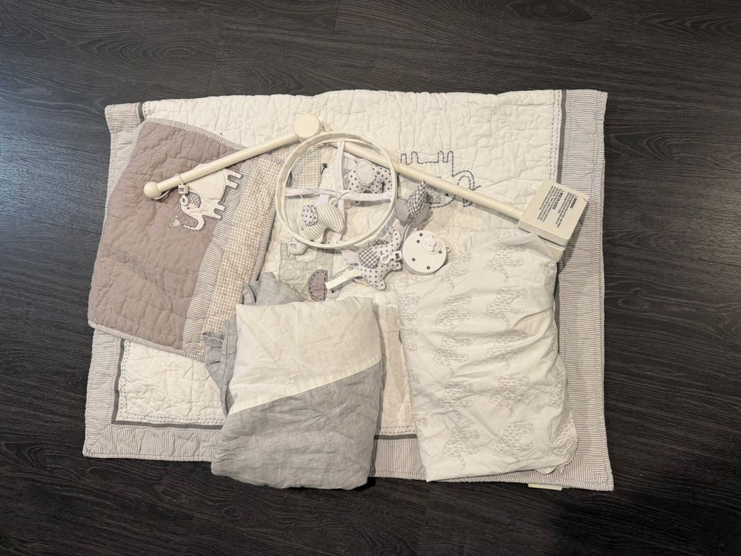 Pottery Barn Kids PB Kids crib sheet, quilt, mobile, skirt Crib