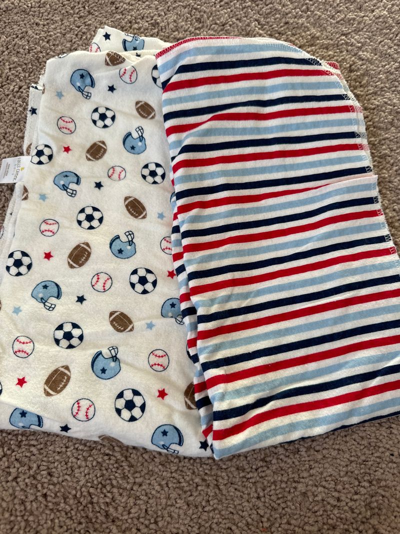 Falls creek Receiving blankets sports and stripe print