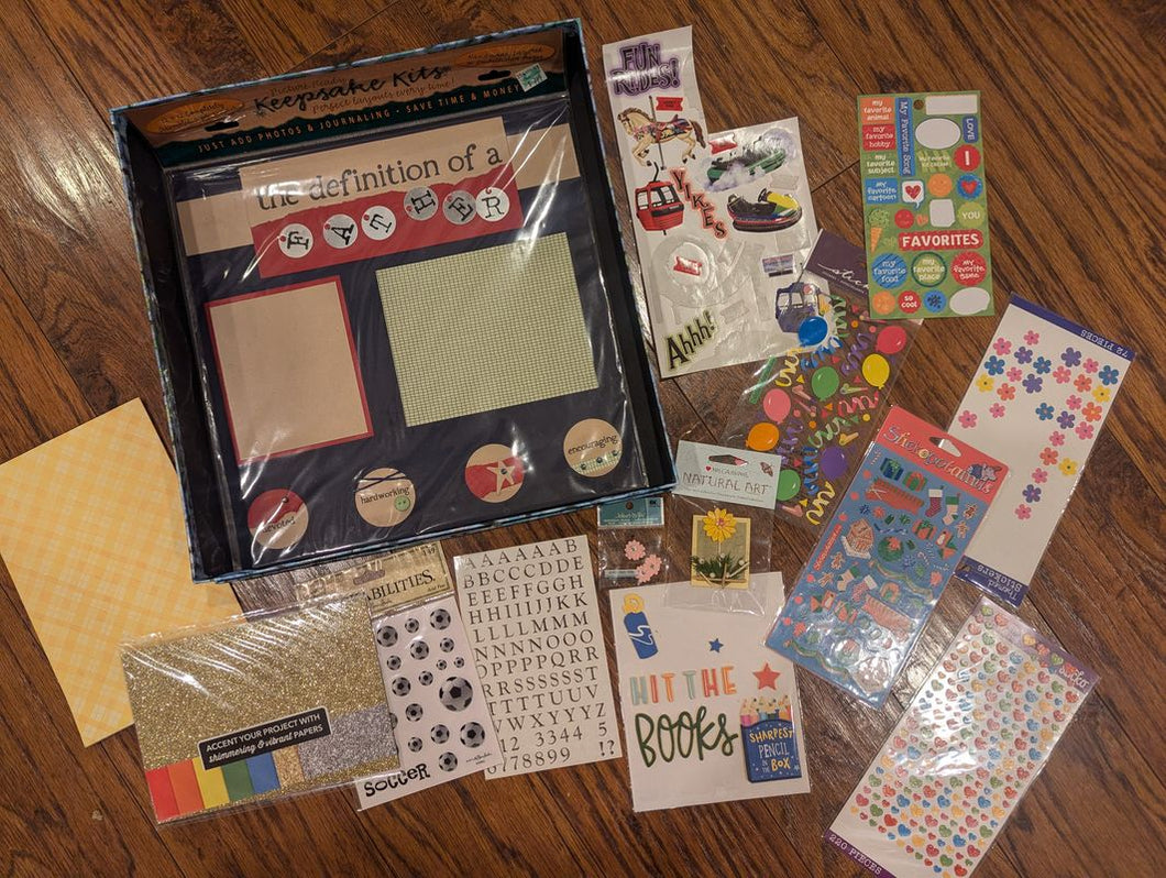 Scrapbook papers and stickers 12x12 box and father page design