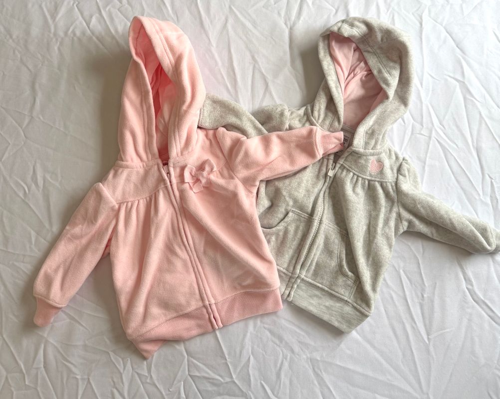 Carters 2 fleece zip up hoodies, 0-3mo 3 Months