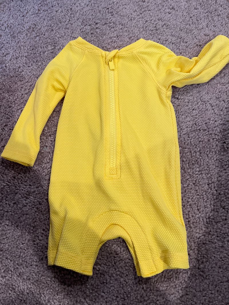 Old navy Bright yellow swim suit 3 Months