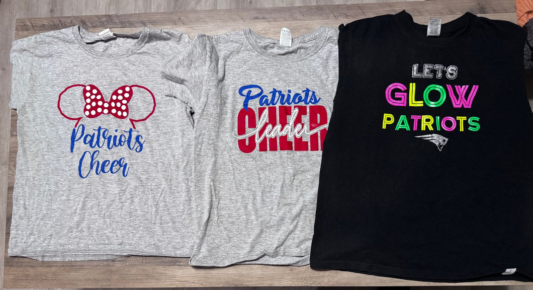 3 tees patriots cheer tees size M 8